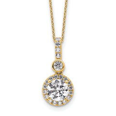 14k 2 carat Lab Grown Diamond VS+ F+ Round Complete 18 inch Halo Pendant Necklace