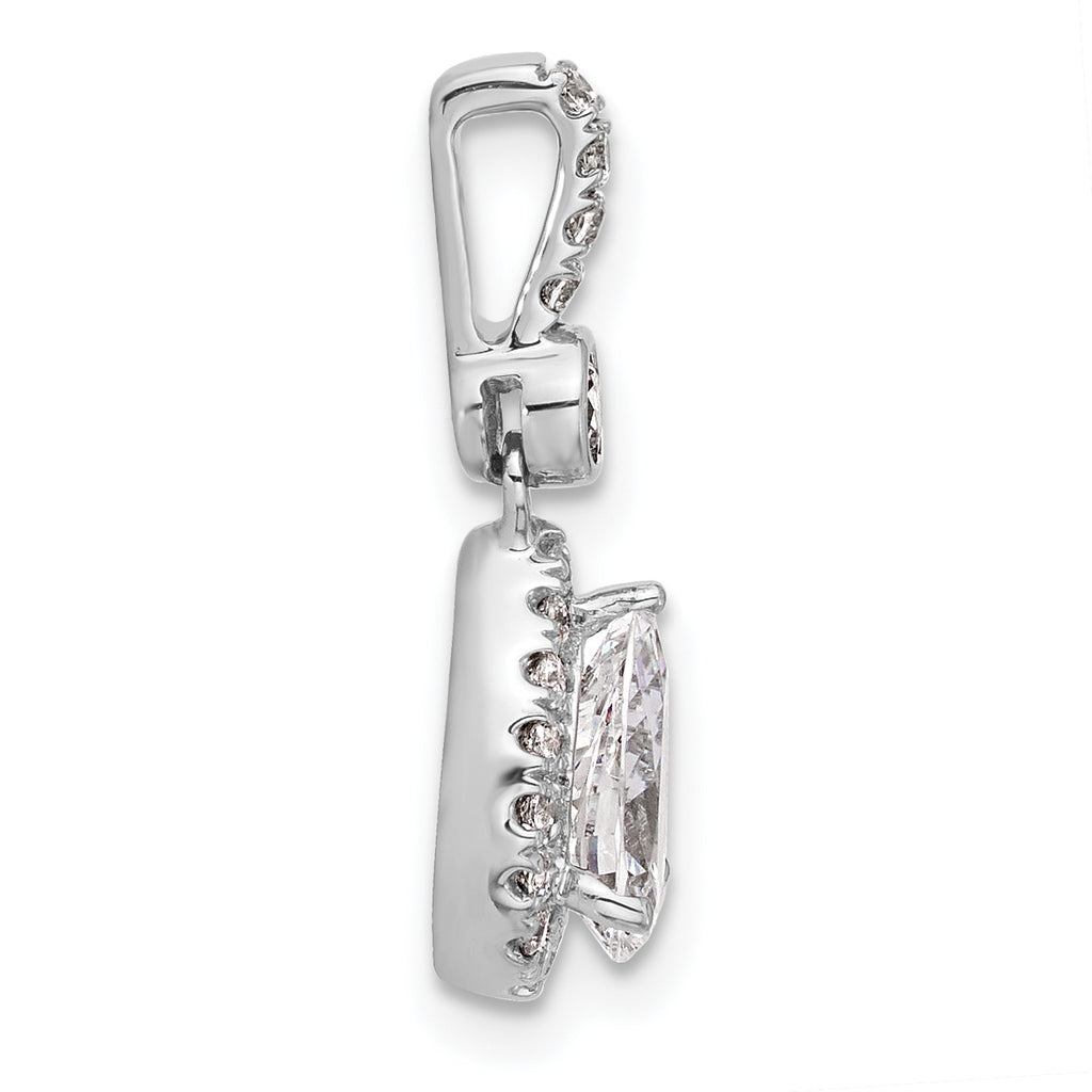 14k White Gold 1 carat Lab Grown Diamond VS/SI+ G+ Pear Complete Halo Pendant