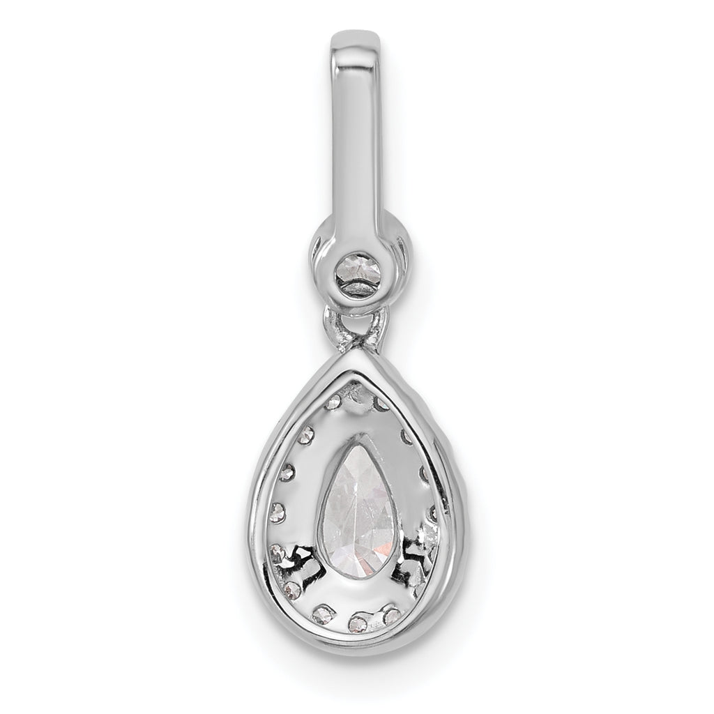 14k White Gold 1 carat Lab Grown Diamond VS+ F+ Pear Complete Halo Pendant
