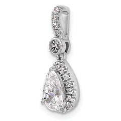 14k White Gold 1 carat Lab Grown Diamond VS+ F+ Pear Complete Halo Pendant