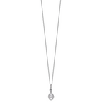 14k White Gold 1 carat Lab Grown Diamond VS+ F+ Pear Complete 18 inch Halo Pendant Necklace