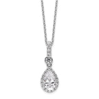 14k White Gold 1 carat Lab Grown Diamond VS/SI+ G+ Pear Complete 18 inch Halo Pendant Necklace