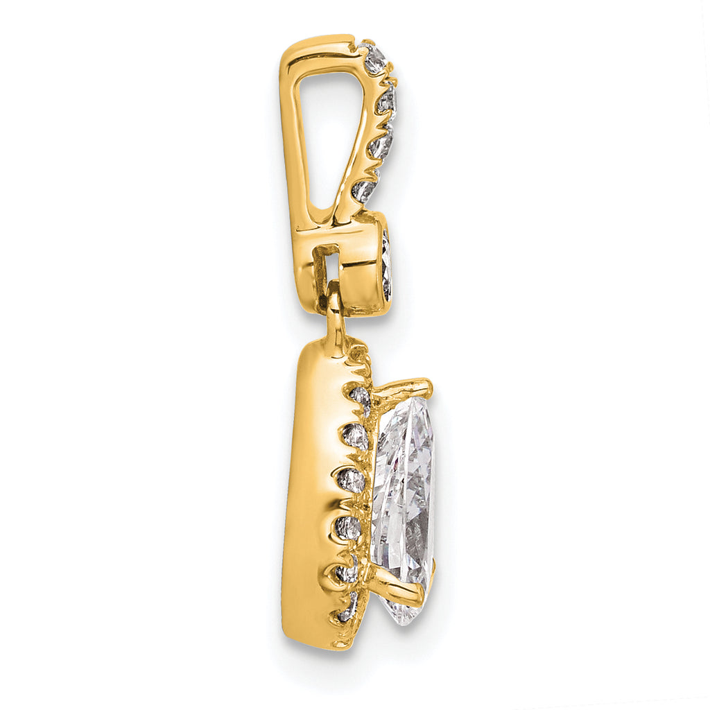 14k 1 carat Certified Lab Grown Diamond VS/SI+ G+ Pear Complete Halo Pendant