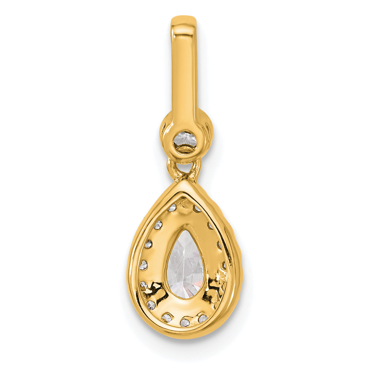 14k 1 carat Certified Lab Grown Diamond VS/SI+ G+ Pear Complete Halo Pendant