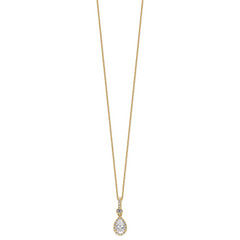 14k 1 carat Lab Grown Diamond VS+ F+ Pear Complete 18 inch Halo Pendant Necklace