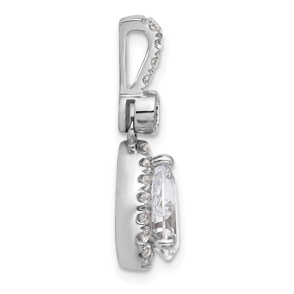 14k White Gold 2 carat Certified Lab Grown Diamond VS/SI+ G+ Pear Complete Halo Pendant