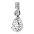 14k White Gold 2 carat Certified Lab Grown Diamond VS/SI+ G+ Pear Complete Halo Pendant