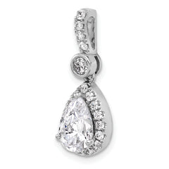 14k White Gold 2 carat Certified Lab Grown Diamond VS/SI+ G+ Pear Complete Halo Pendant