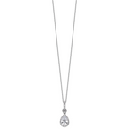 14k White Gold 2 carat Lab Grown Diamond VS/SI+ G+ Pear Complete 18 inch Halo Pendant Necklace