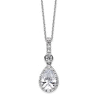 14k White Gold 2 carat Lab Grown Diamond VS/SI+ G+ Pear Complete 18 inch Halo Pendant Necklace