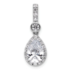 14k White Gold 2 carat Certified Lab Grown Diamond VS+ F+ Pear Complete Halo Pendant
