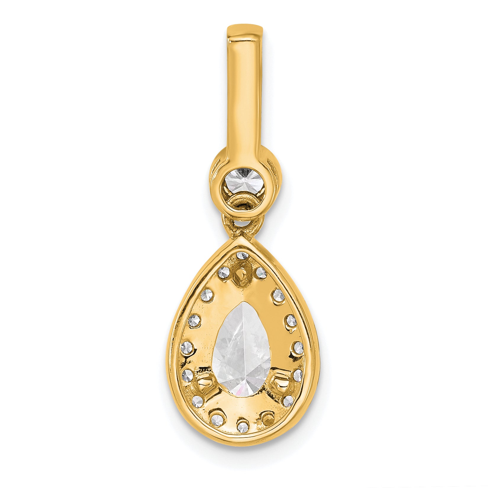 14k 2 carat Certified Lab Grown Diamond VS+ F+ Pear Complete Halo Pendant