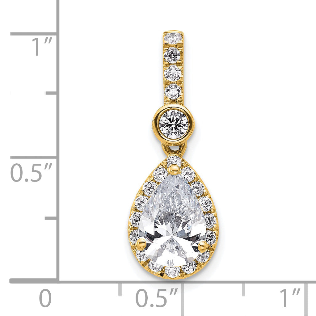 14k 2 carat Certified Lab Grown Diamond VS/SI+ G+ Pear Complete Halo Pendant