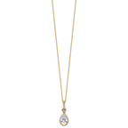 14k 2 carat Lab Grown Diamond VS/SI+ G+ Pear Complete 18 inch Halo Pendant Necklace