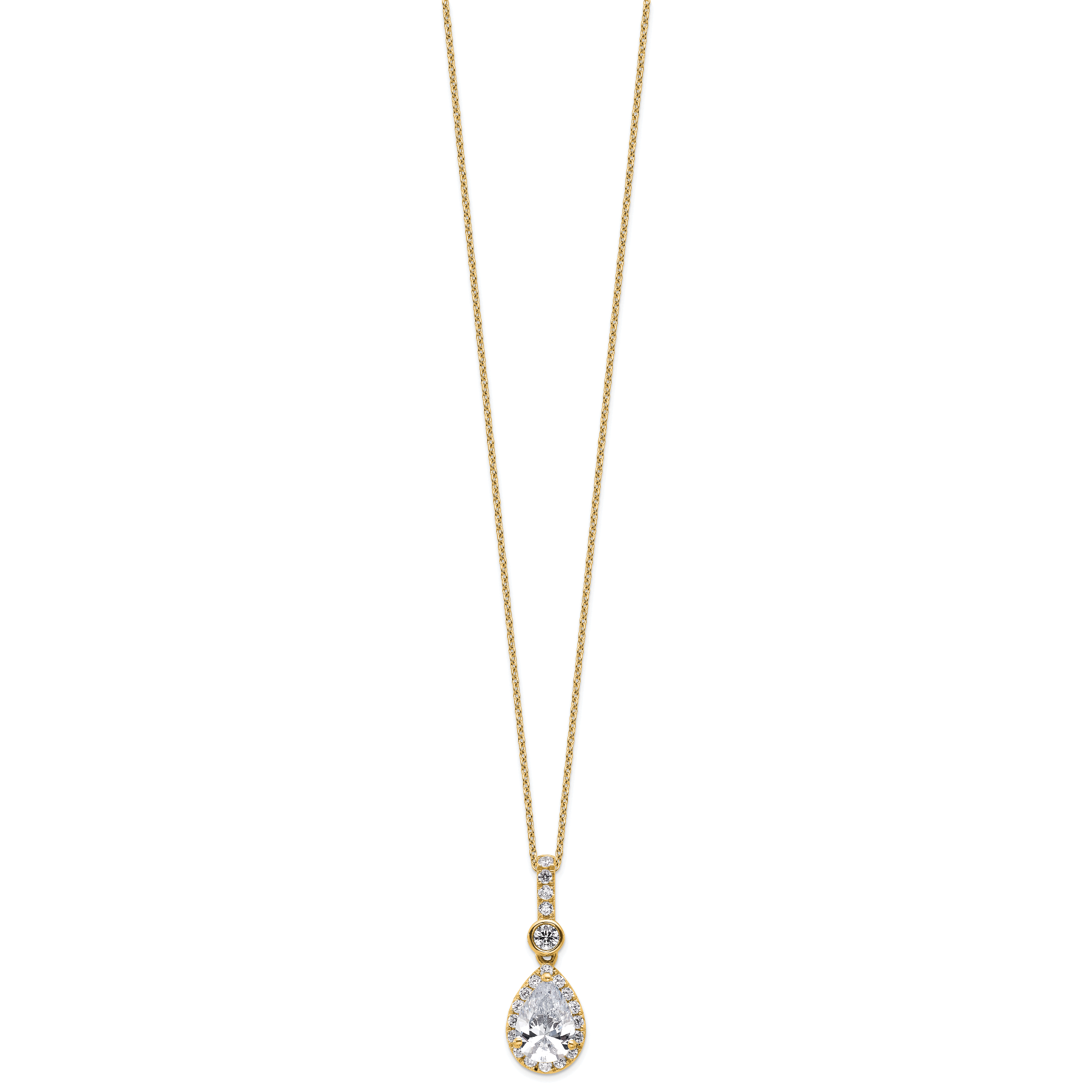 14k 2 carat Lab Grown Diamond VS/SI+ G+ Pear Complete 18 inch Halo Pendant Necklace
