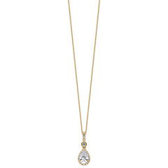 14k 2 carat Lab Grown Diamond VS+ F+ Pear Complete 18 inch Halo Pendant Necklace