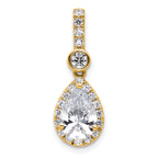 14k 2 carat Lab Grown Diamond VS/SI+ G+ Pear Complete Halo Pendant