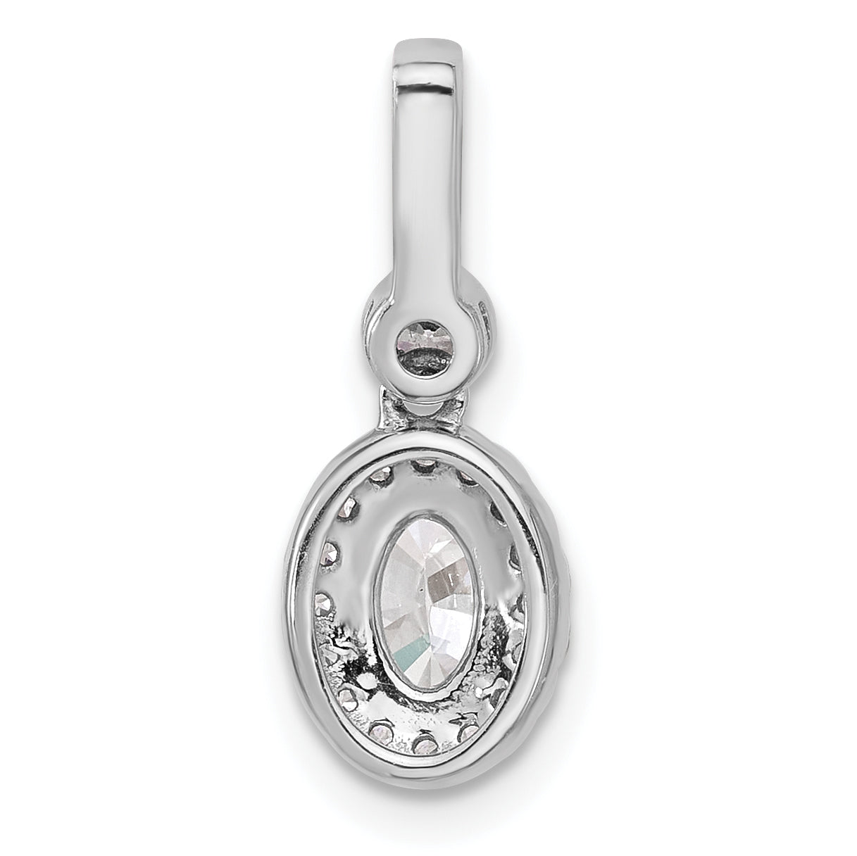 14k White Gold 1 carat Lab Grown Diamond VS+ F+ Oval Complete Halo Pendant