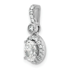 14k White Gold 1 carat Certified Lab Grown Diamond VS/SI+ G+ Oval Complete Halo Pendant