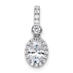 14k White Gold 1 carat Lab Grown Diamond VS+ F+ Oval Complete Halo Pendant