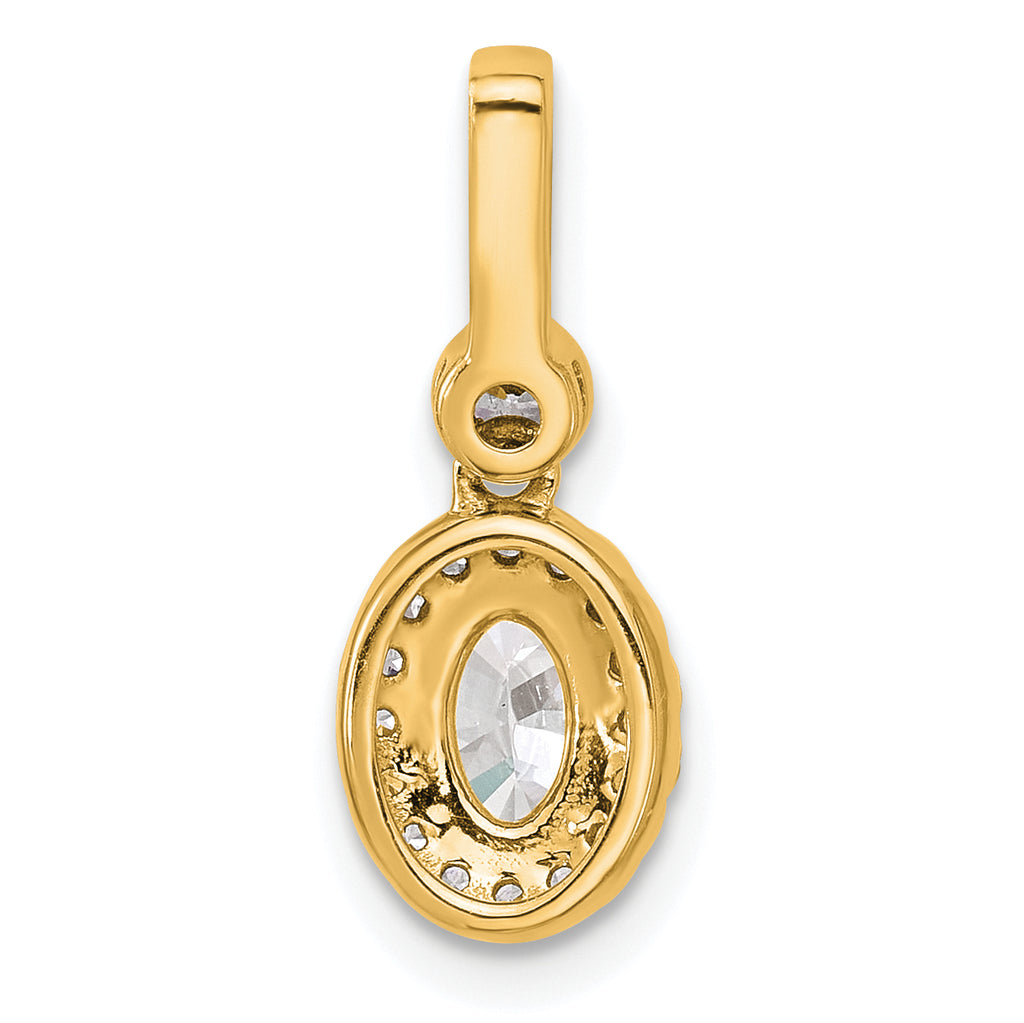 14k 1 carat Lab Grown Diamond VS+ F+ Oval Complete Halo Pendant