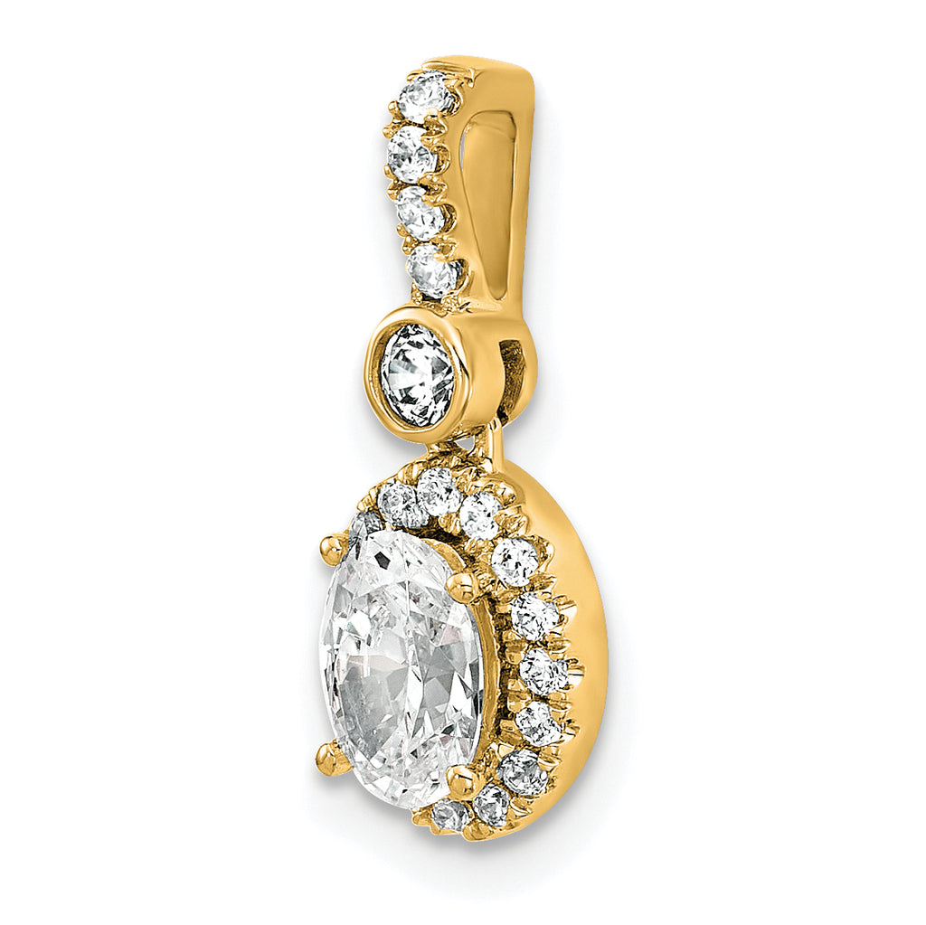 14k 1 carat Certified Lab Grown Diamond VS/SI+ G+ Oval Complete Halo Pendant