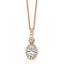 14k 1 carat Lab Grown Diamond VS+ F+ Oval Complete 18 inch Halo Pendant Necklace