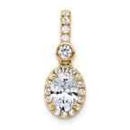 14k 1 carat Lab Grown Diamond VS+ F+ Oval Complete Halo Pendant