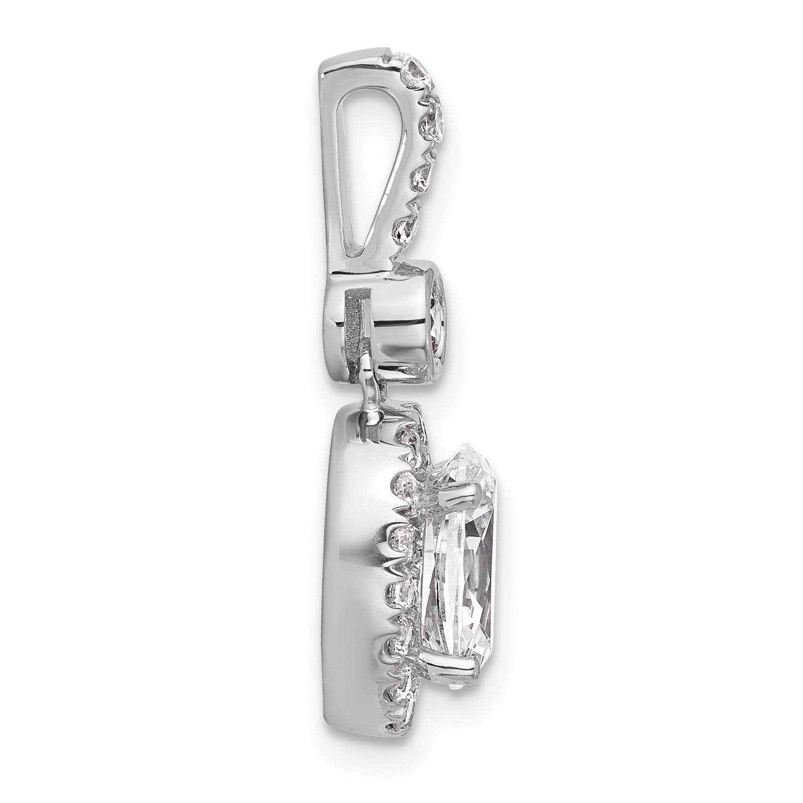 14k White Gold 2 carat Lab Grown Diamond VS/SI+ G+ Oval Complete Halo Pendant