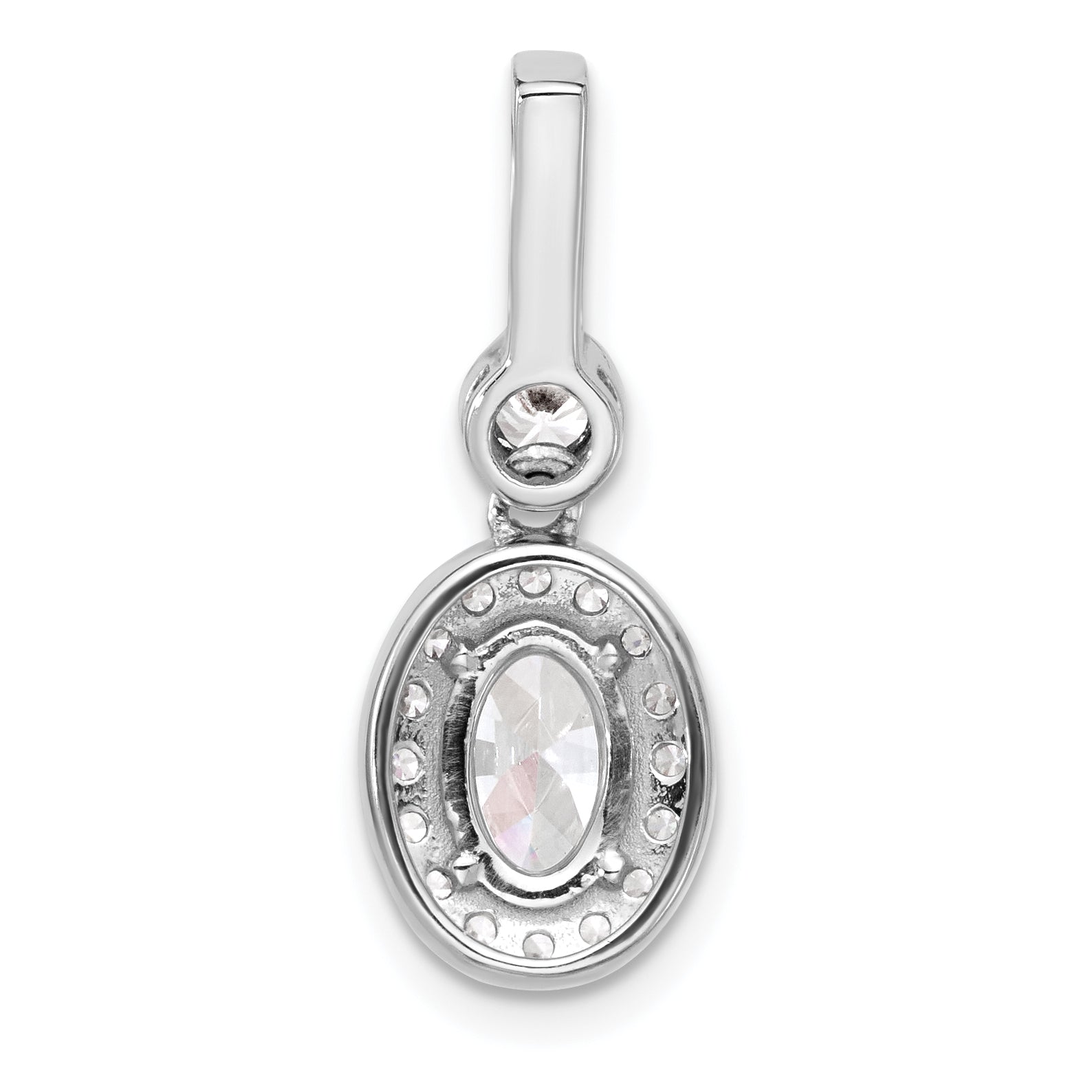 14k White Gold 2 carat Certified Lab Grown Diamond VS+ F+ Oval Complete Halo Pendant