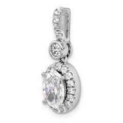 14k White Gold 2 carat Lab Grown Diamond VS+ F+ Oval Complete Halo Pendant