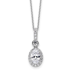 14k White Gold 2 carat Lab Grown Diamond VS+ F+ Oval Complete 18 inch Halo Pendant Necklace