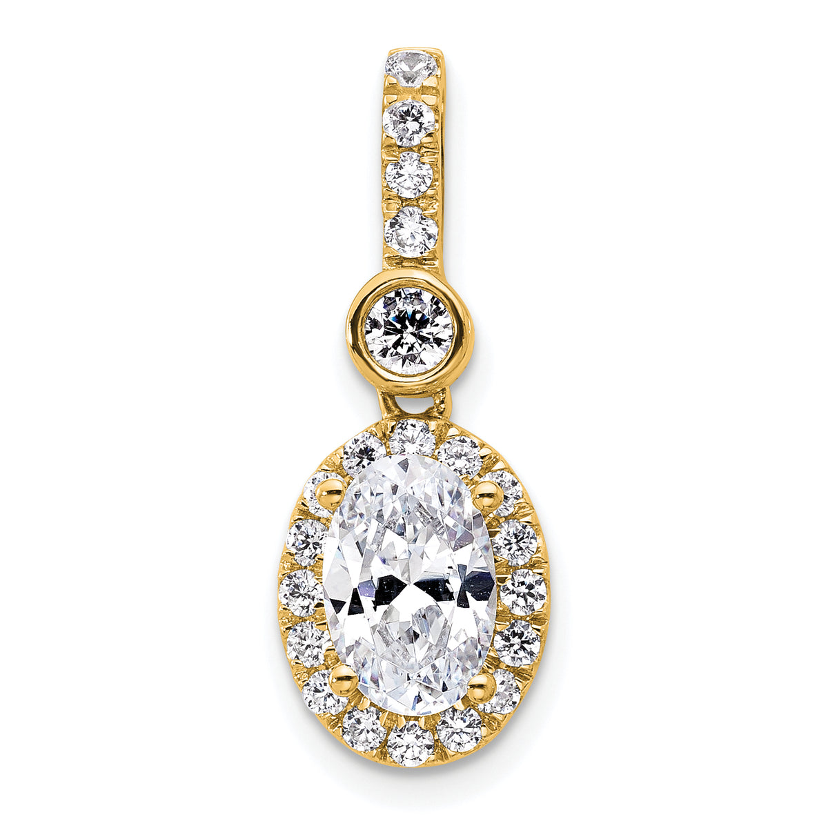 14k 2 carat Certified Lab Grown Diamond VS/SI+ G+ Oval Complete Halo Pendant