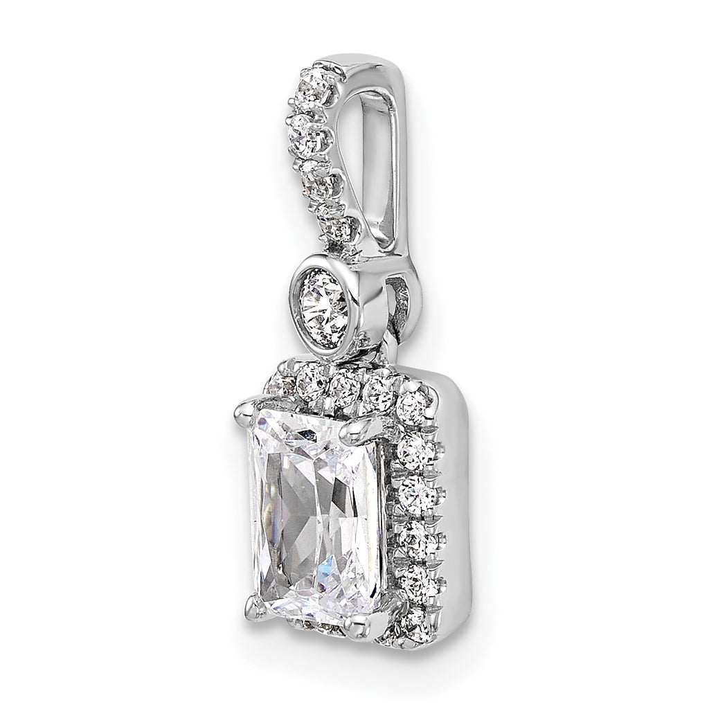 14k White Gold 1 carat Lab Grown Diamond VS/SI+ G+ Radiant Complete Halo Pendant