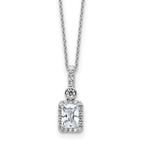 14k White Gold 1 carat Lab Grown Diamond VS+ F+ Radiant Complete 18 inch Halo Pendant Necklace