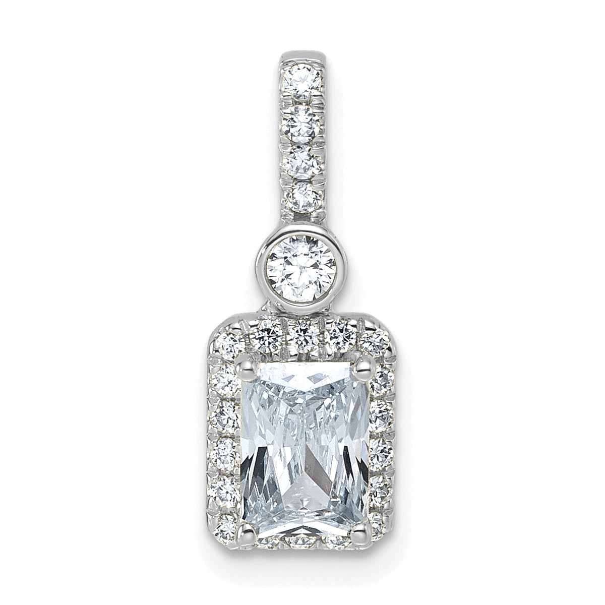 14k White Gold 1 carat Certified Lab Grown Diamond VS/SI+ G+ Radiant Complete Halo Pendant