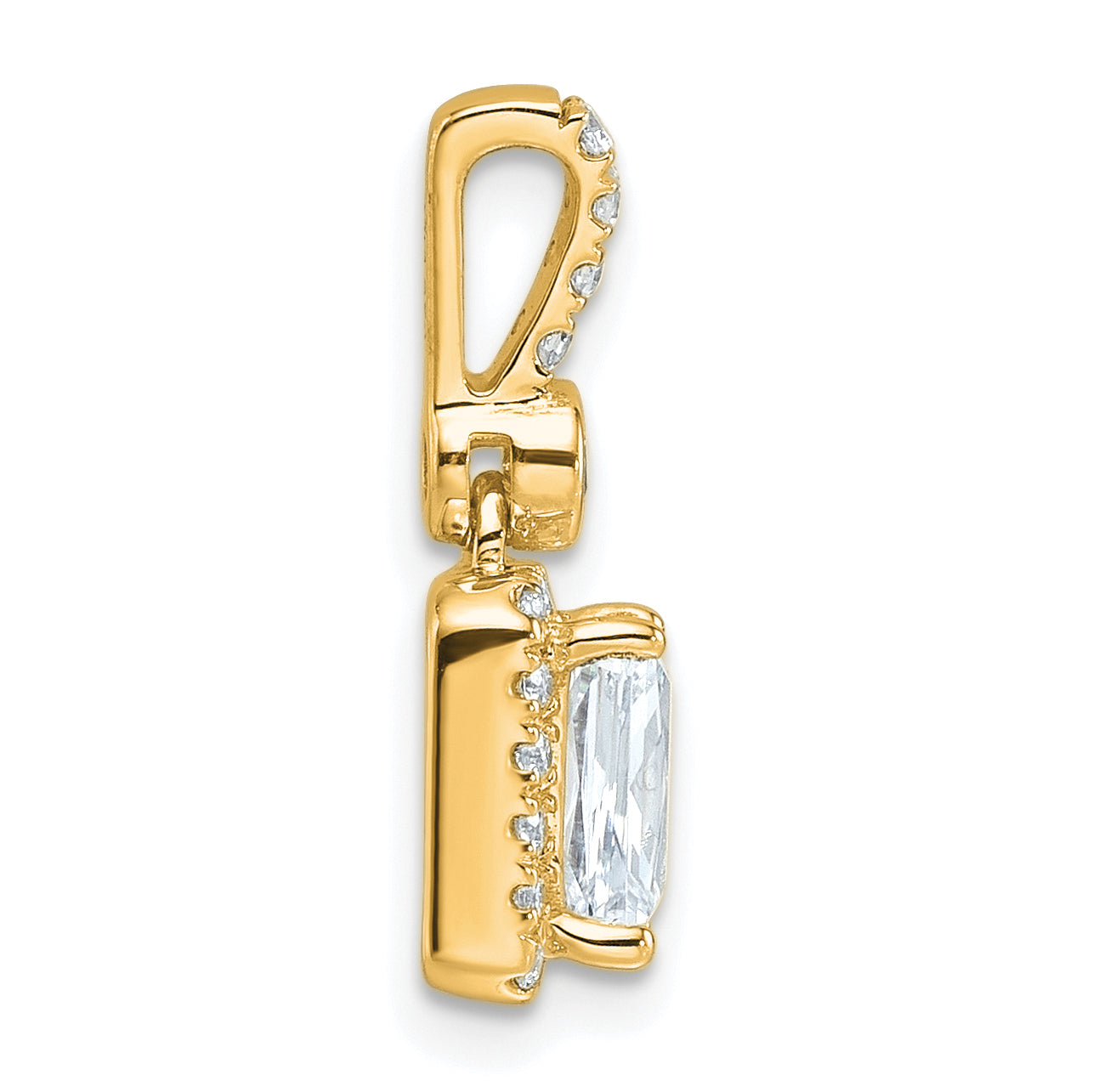 14k 1 carat Lab Grown Diamond VS+ F+ Radiant Complete Halo Pendant