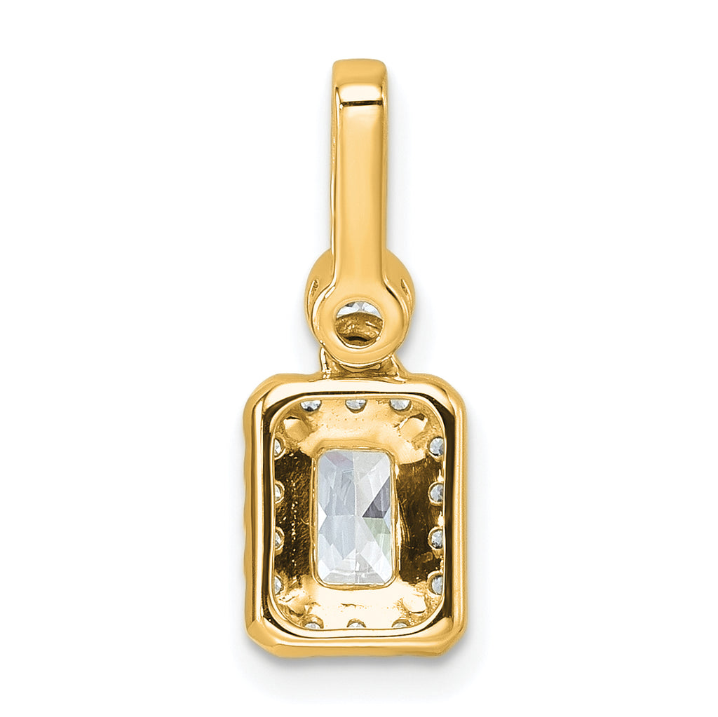14k 1 carat Lab Grown Diamond VS+ F+ Radiant Complete Halo Pendant