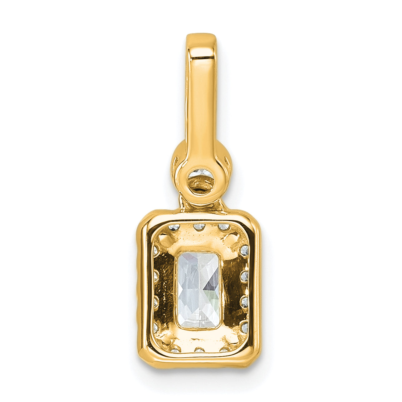 14k 1 carat Lab Grown Diamond VS/SI+ G+ Radiant Complete Halo Pendant