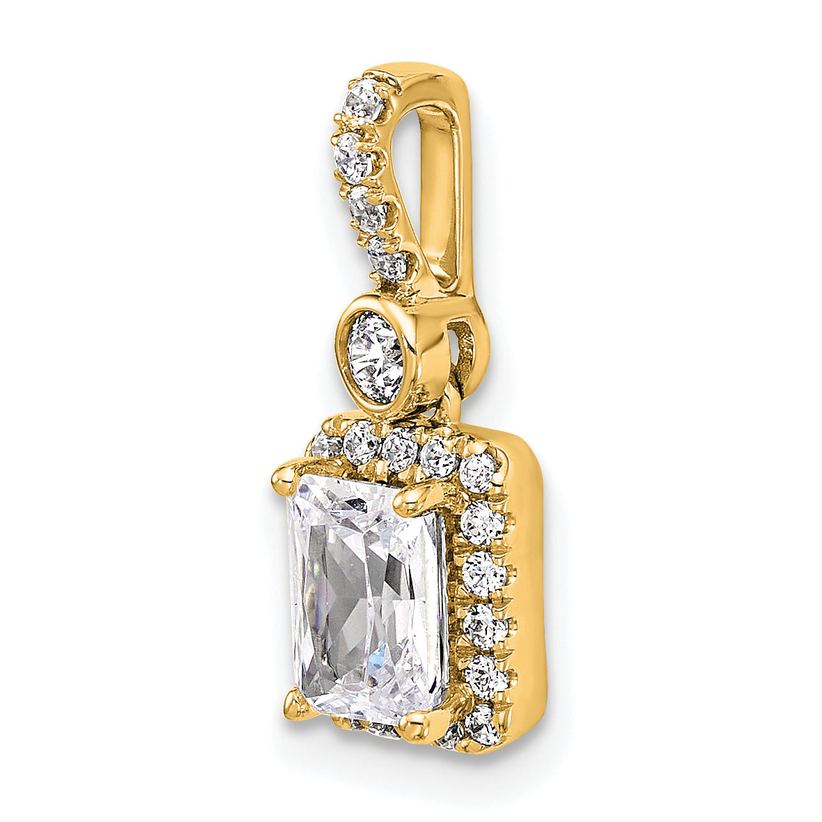 14k 1 carat Lab Grown Diamond VS/SI+ G+ Radiant Complete Halo Pendant