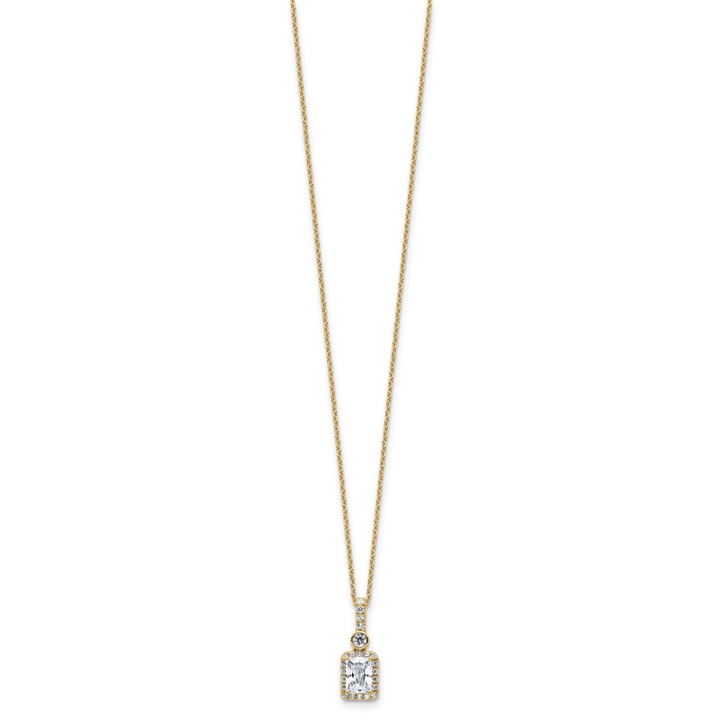 14k 1 carat Lab Grown Diamond VS+ F+ Radiant Complete 18 inch Halo Pendant Necklace