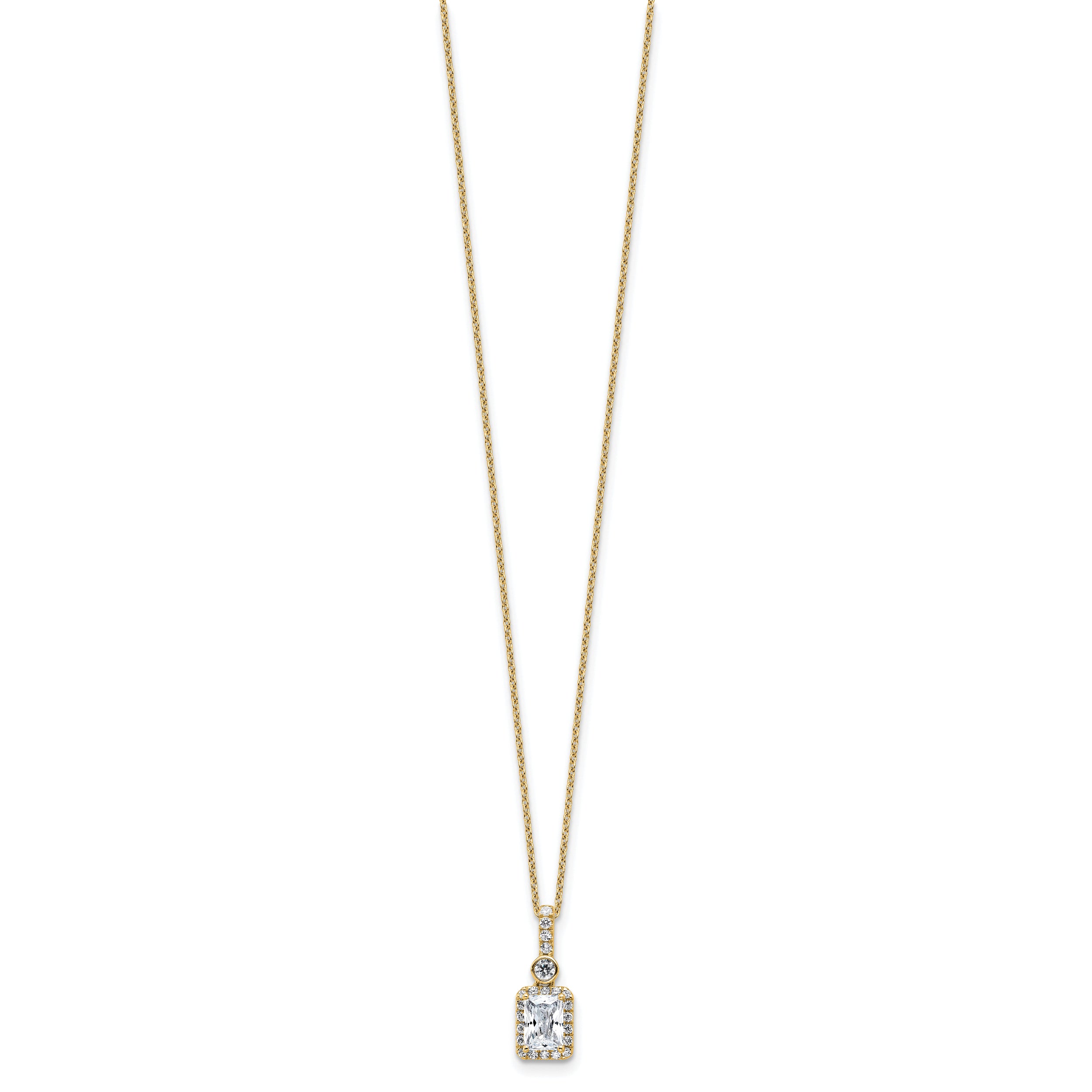14k 1 carat Lab Grown Diamond VS/SI+ G+ Radiant Complete 18 inch Halo Pendant Necklace