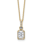 14k 1 carat Lab Grown Diamond VS+ F+ Radiant Complete 18 inch Halo Pendant Necklace