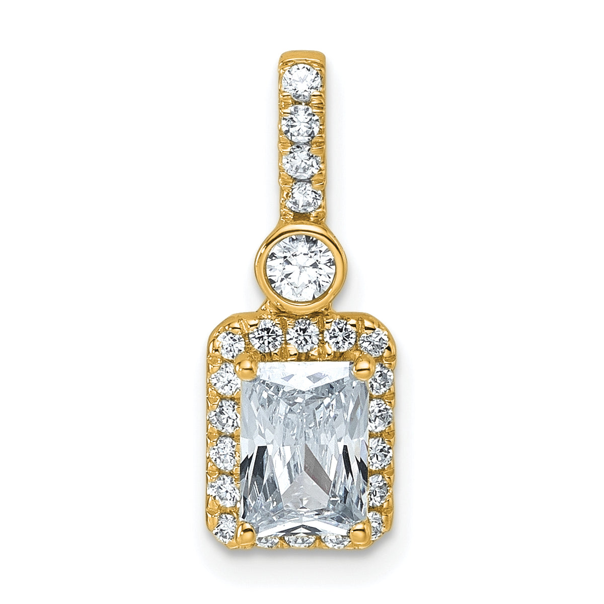 14k 1 carat Lab Grown Diamond VS/SI+ G+ Radiant Complete Halo Pendant