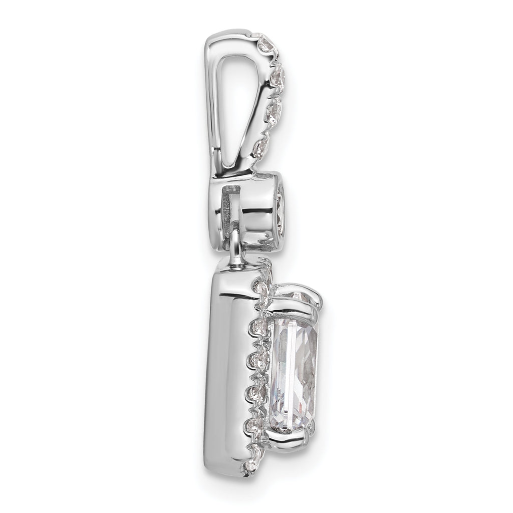 14k White Gold 2 carat Lab Grown Diamond VS+ F+ Radiant Complete Halo Pendant