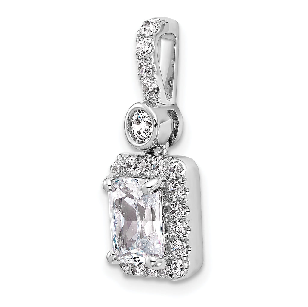 14k White Gold 2 carat Lab Grown Diamond VS/SI+ G+ Radiant Complete Halo Pendant