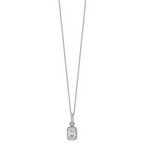 14k White Gold 2 carat Lab Grown Diamond VS/SI+ G+ Radiant Complete 18 inch Halo Pendant Necklace