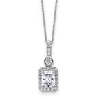 14k White Gold 2 carat Lab Grown Diamond VS/SI+ G+ Radiant Complete 18 inch Halo Pendant Necklace