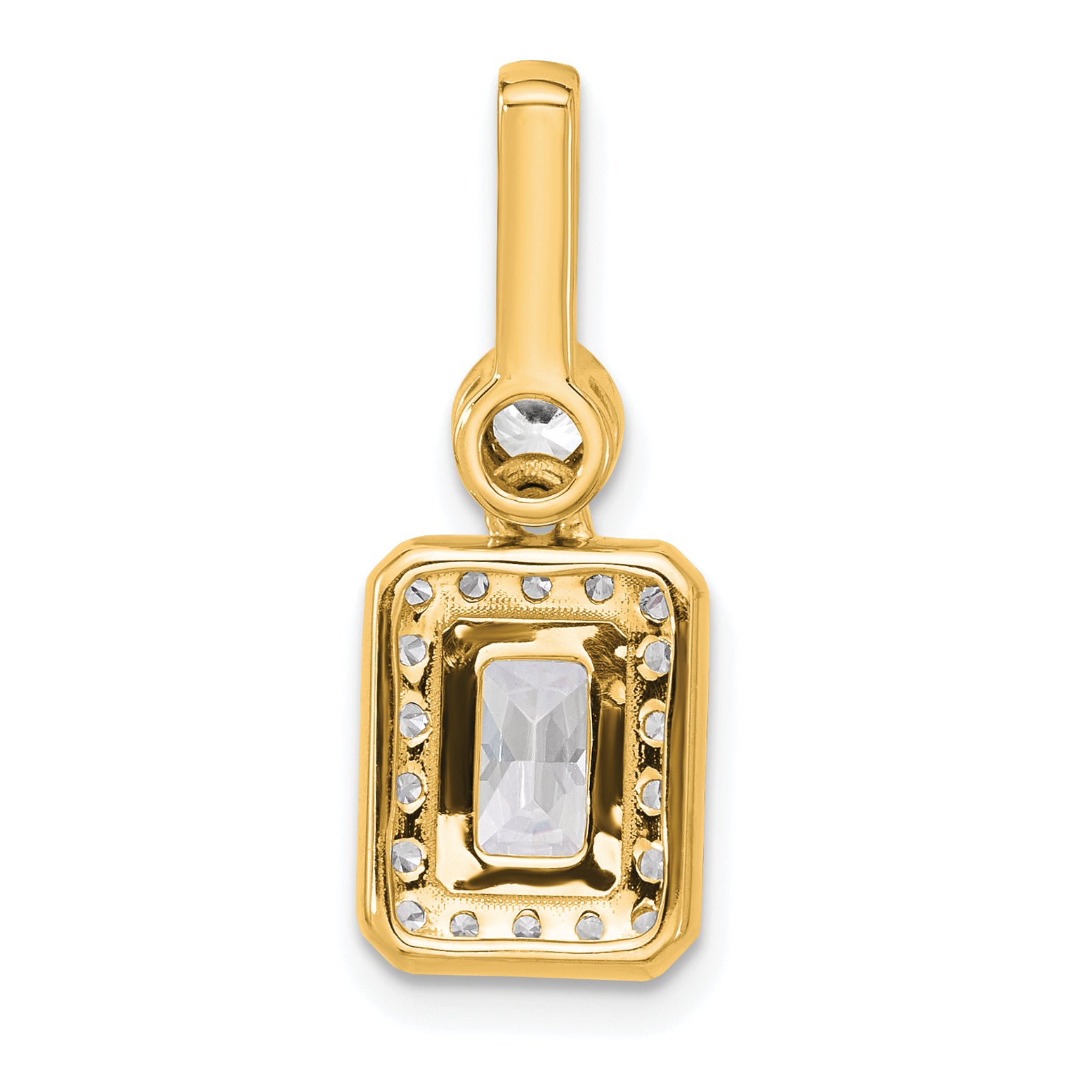 14k 2 carat Lab Grown Diamond VS+ F+ Radiant Complete Halo Pendant