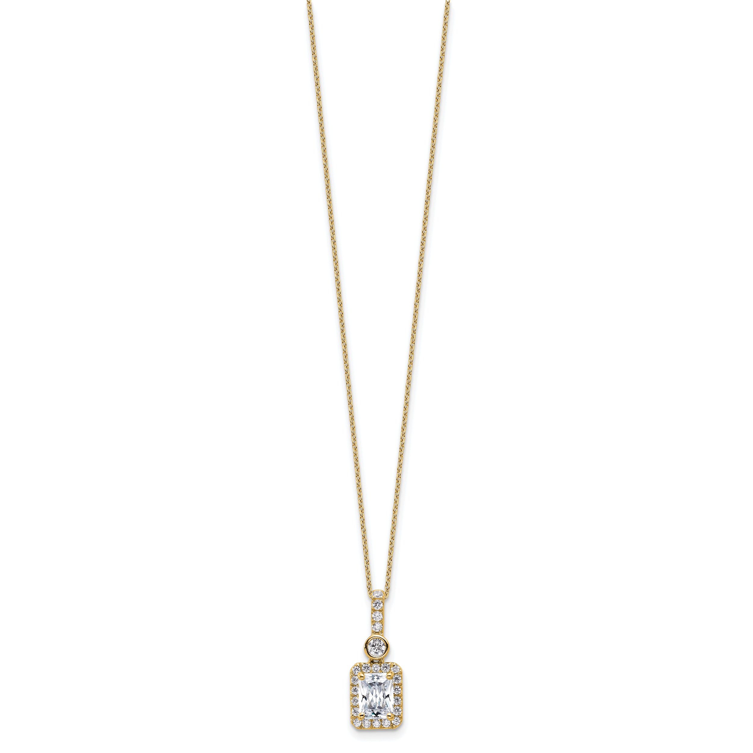14k 2 carat Lab Grown Diamond VS/SI+ G+ Radiant Complete 18 inch Halo Pendant Necklace